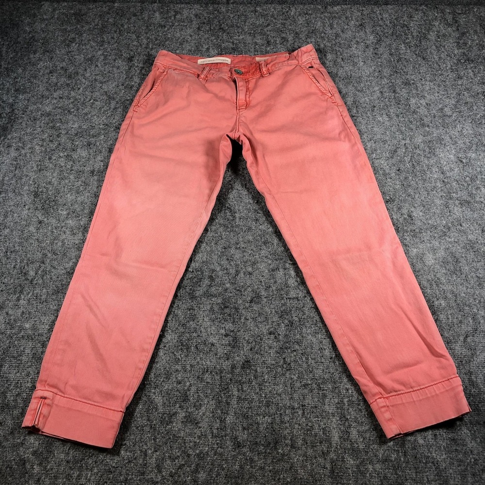Pilcro and the Letterpress Pants Womens 25 Pink Coral Stet Chino Cuffed Ankle